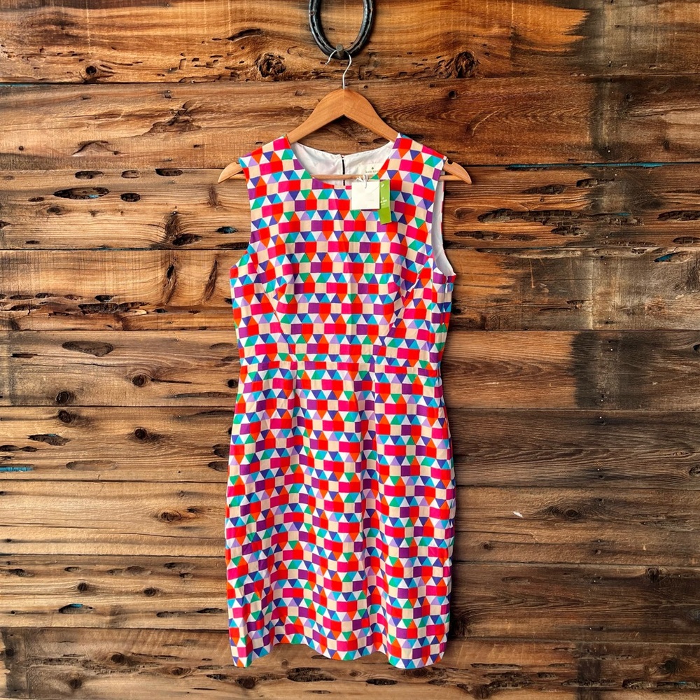 KATE SPADE | NWT Abbey Silk Blend Sleeveless Geometric Sheath Dress 8